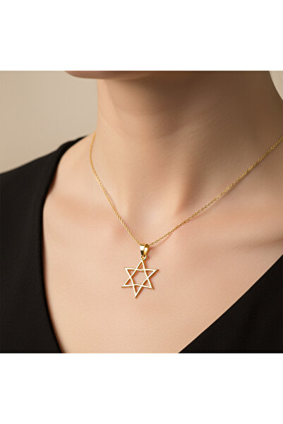 TabiTela 8 ayar altın kolye ucu Davud’un Yıldızı / Magen David GM9403 0.5 gr