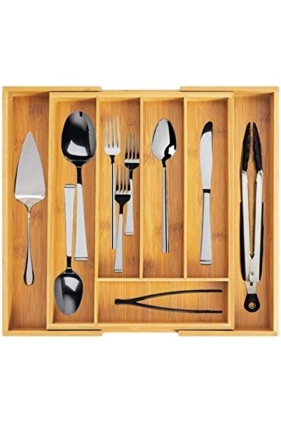 Hype Store 7-Compartment Bamboo Spoon Holder – Drawer Organizer |   Natural W...
