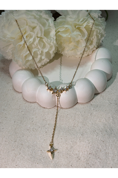 stainless steell Yıldız taşlı kolye