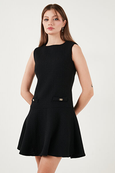 Lela Pamuklu Regular Fit Bisiklet Yaka Düğme Detaylı A Kesim Mini Elbise ELBİSE 6525687