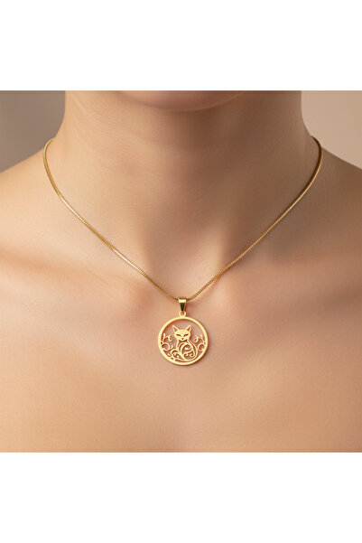 TabiTela 8 ayar altın kolye ucu kedi GM6323 0.5 gr