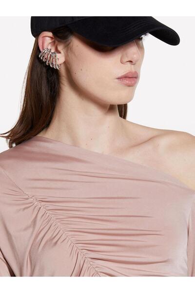 Sisley Stretch Fabric Stitching Detail Slim Fit Blouse Women's Milk Coffee Blouse - 325P33Txl400X