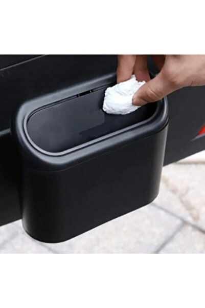 KTT Car Trash Can with Lid Organized Black Color Stylishly Designed Functional Product