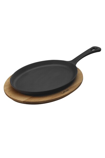 Hype Store Fajita Pan and Wooden Base, 17X23 Cm, with Handle, Oval