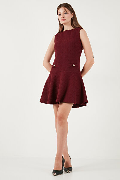 Lela Pamuklu Regular Fit Bisiklet Yaka Düğme Detaylı A Kesim Mini Elbise ELBİSE 6525687