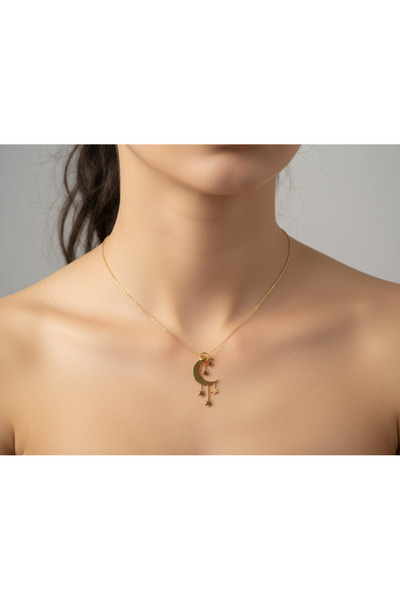 TabiTela 14 ayar altın kolye ucu ay ve yıldız GM3309 0.5 gr