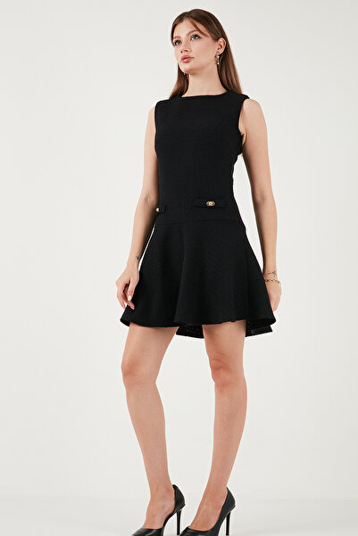 Lela Pamuklu Regular Fit Bisiklet Yaka Düğme Detaylı A Kesim Mini Elbise ELBİSE 6525687