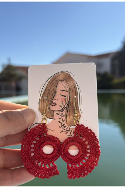BAGS Handmade Red Crochet Dennis Earrings – November Special Design
