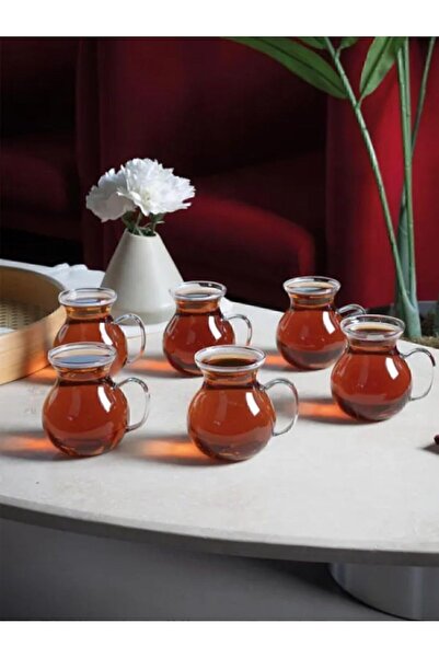 E&D Collection Mithra Life 6 Adet Ateşe Dayanıklı Kulplu Cam Keyifli Çay Bard...