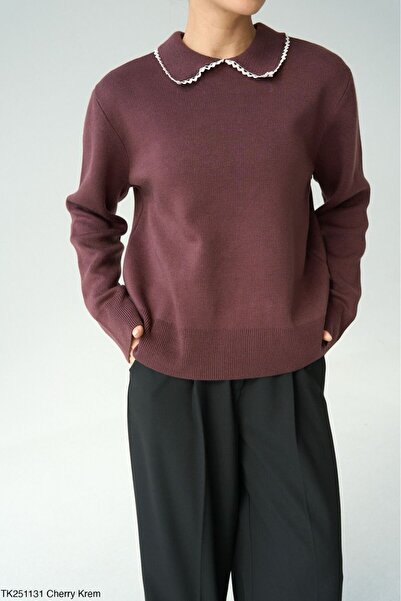 Lupies Women's Lace Collar Knit Sweater