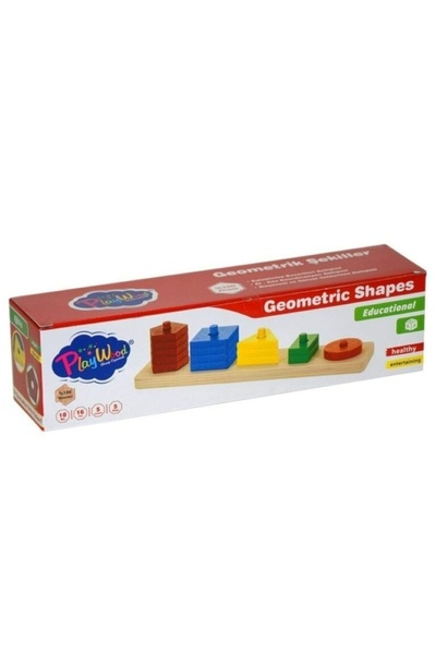 JOYFUL CHİLD Toy Wooden Geometric Shapes in Box