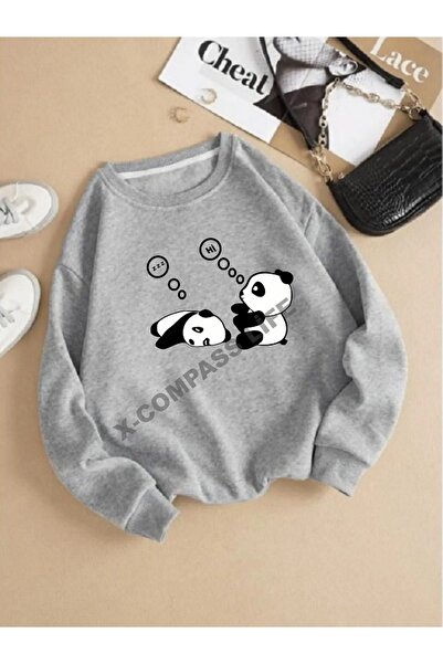 x-compass life Loose Fit Zero Neck Short Sleeve Cotton Lazy Bear Printed