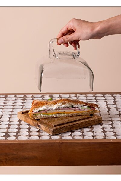 RİVO HOME DECOR Madera Square Cake Storage Container 13X17X17 cm