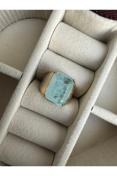 ringbox Ice Blue Paraiba Stone Gold Ring