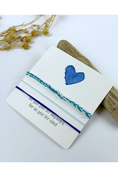 Atölye Merdiven 3lü Unisex İp bileklik Seti Mavi Lacivert Deniz Tonları