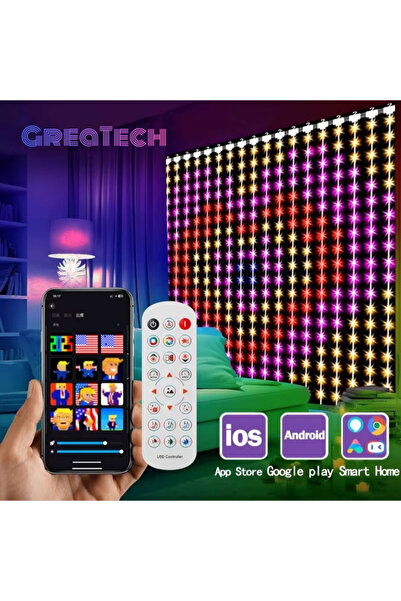 GreaTech LED Işıklı Akıllı Perde Animasyonlu Uzaktan Kumanda Sevgili Eğlence ...