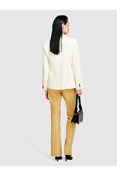 Sisley Viscose Blended Piped Pocket Detailed Jacket Women's Blue Jacket - 324P2Kvxlw01R