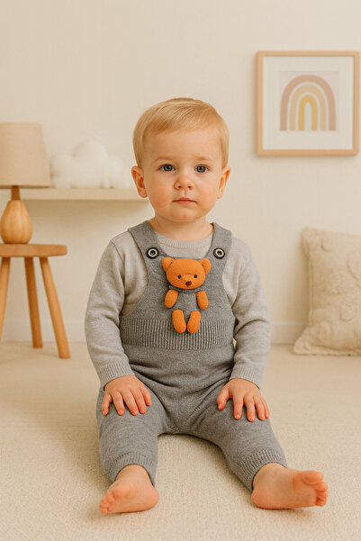 babynow BabyNova Oyuncaklı Triko Salopet Tulum