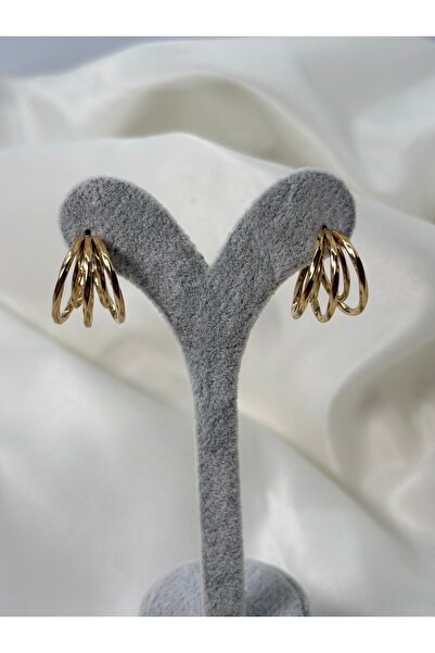 Uzak Işıklar أقراط فولاذية متعددة الحلقات موديل ذهبي