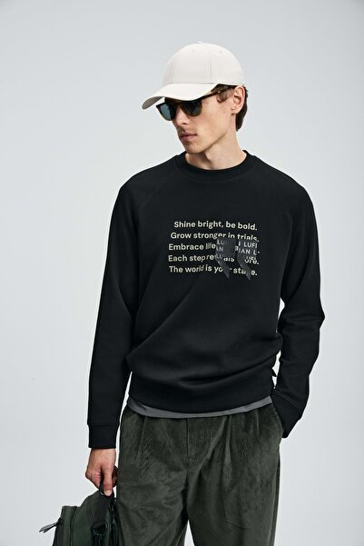 Kocamanlar Ayakkabı Lufian 112030174 Shadow Men's Sweatshirt Black