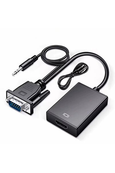 nelerbulurum Vga to HDMI Converter with Audio Input (45 cm Aux Cable 15 cm Vga Cable)