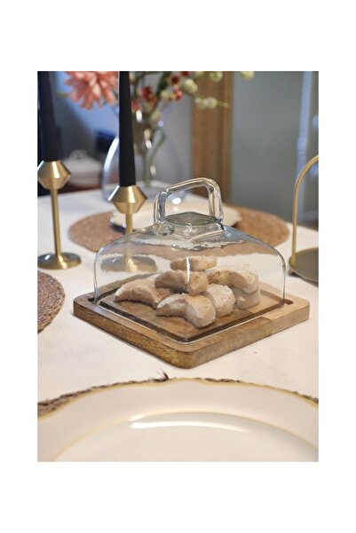 RİVO HOME DECOR Madera Square Cake Storage Container 13X17X17 cm