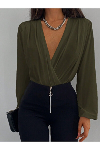 buğrahayalin    Women's Long Sleeve Double Breasted Collar Sandy Blouse