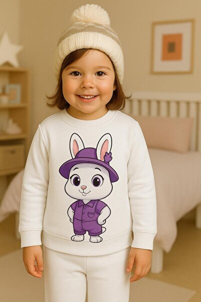 playwear Παιδικό unisex φούτερ με σχέδιο κουνελιού, από χτενισμένο βαμβάκι 3 ...