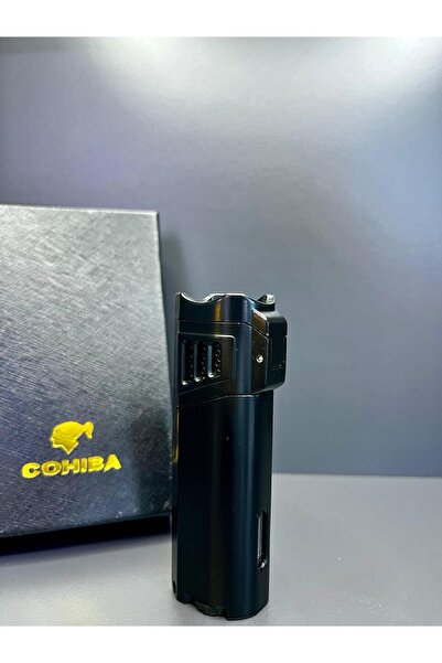 COHİBA 3 Torch Pürmüz Alevli Puro Sehpası ve Delicili Özel Üretim Profesyonel Çakmak