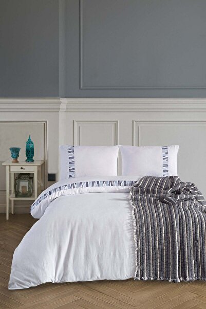 Çulha طقم غطاء لحاف مطرز من القطن 100%، مصنوع من قماش الموسلين، مقاس مزدوج، م...