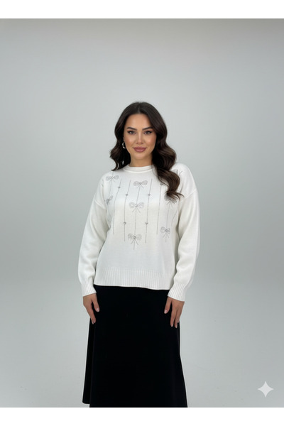 Blue Morpho Bow Row Knitwear Stone Skirt Top Crop Sweater