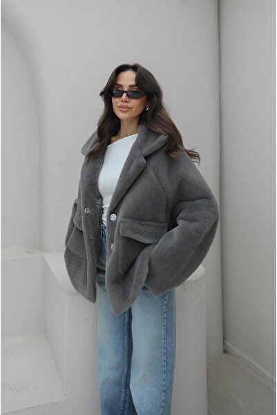 Havoş Gray Alpaca Fur Short Coat