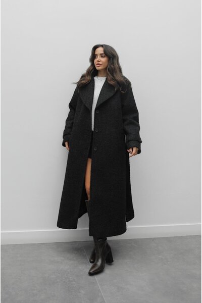 Havoş Black Livorno Wool Blend Belted Coat