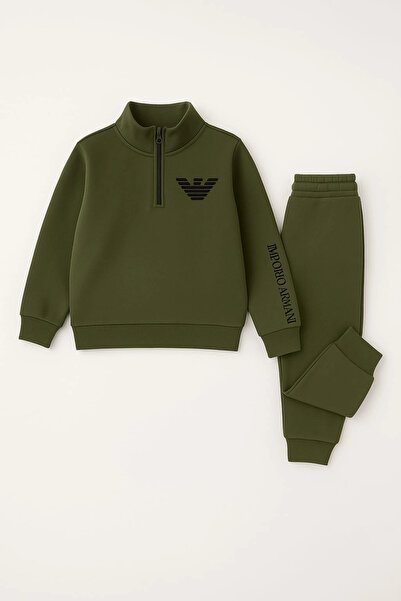 morpembej kadın erkek çocuk Armani Children's Khaki Tracksuit Set – Stylish, Comfortable, and High-Quality