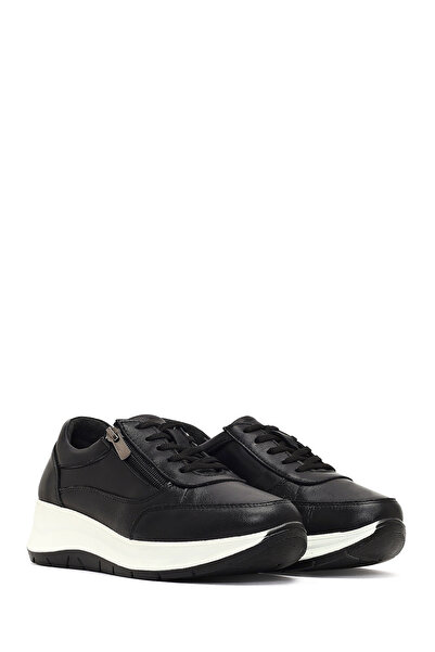 Derimod Women's Black Lace-Up Thick Soled Leather Sneaker 25Afd501718