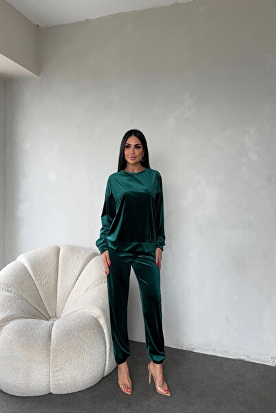 kamacibutik Crew Neck Premium Velvet Suit