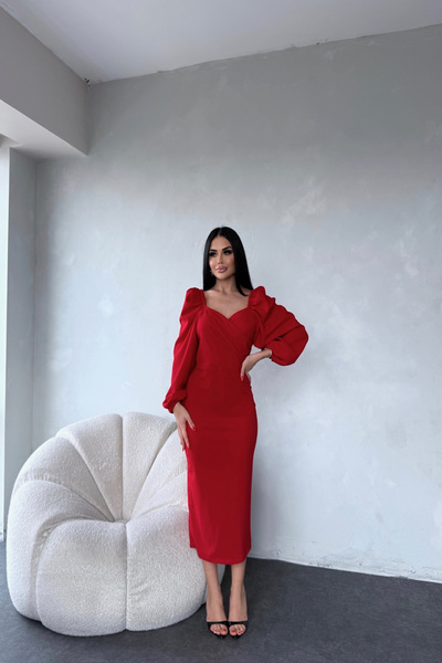 kamacibutik Heart Necklace Princess Sleeve Dress