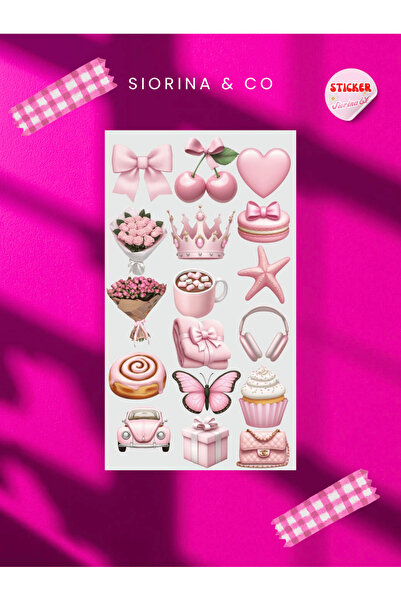 Siorina Co & Event مجموعة ملصقات ذات طابع وردي من كورديل مناسبة لمجلة بوليت، والمفكرة، والمخطط