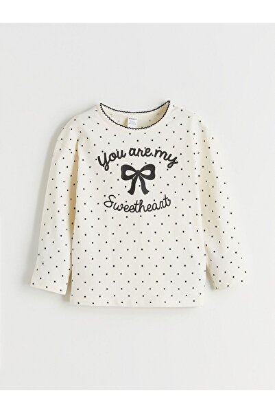 LC Waikiki Lcw Kids okrugla kragna Ribbon Štampano Dječja majica za devojčice