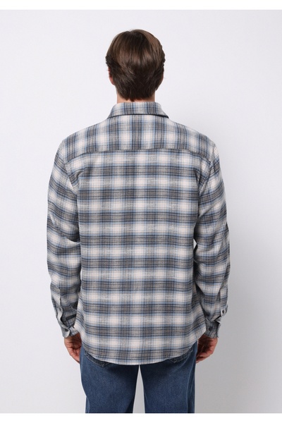 Colin's Regular Fit Shirt Neck Ekoseli Erkek Mavi Uzun Kol Gömlek