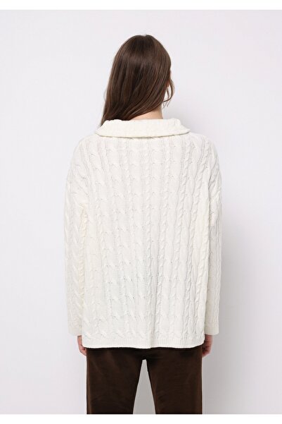 Colin's Oversized Zippered Plain Women's Ecru Sweater