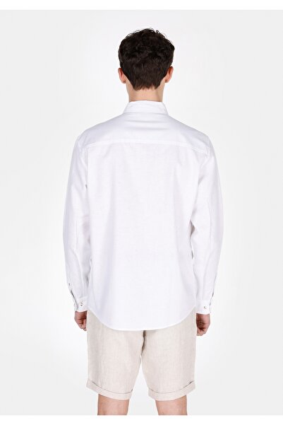 Colin's Regular Fit Shirt Neck Plain Men's White Long Sleeve Shirt