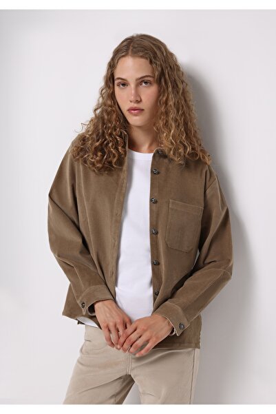 Colin's Regular Fit Shirt Neck Plain Women's Beige Long Sleeve Shirt