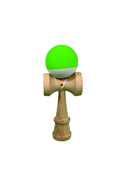 Berbis Kendama X Originala - Jucarie din Lemn, 18 cm, Model Bicolor Verde Des...