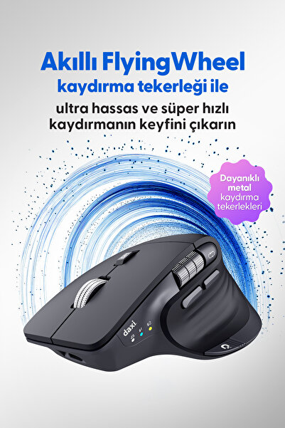 Daxi MX900 Studio PRO Ergonomik Kablosuz Bluetooth Mouse, 4800 DPI, FlyingWheel Kaydırma