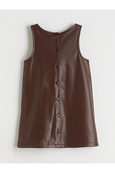 LC Waikiki LCW Kids Fiyonk Detaylı Deri Görünümlü Kız Çocuk Elbise ve Külotlu Çorap