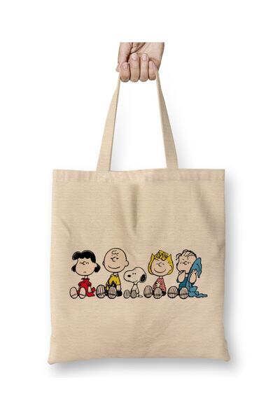 Toyaso Τσάντα αγορών με μακρύ χερούλι Snoopy And Friend Being Lazy White Tote...