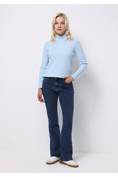 Colin's Regular Fit Yarım Balıkçı Yaka Düz Kadın Mavi Kazak