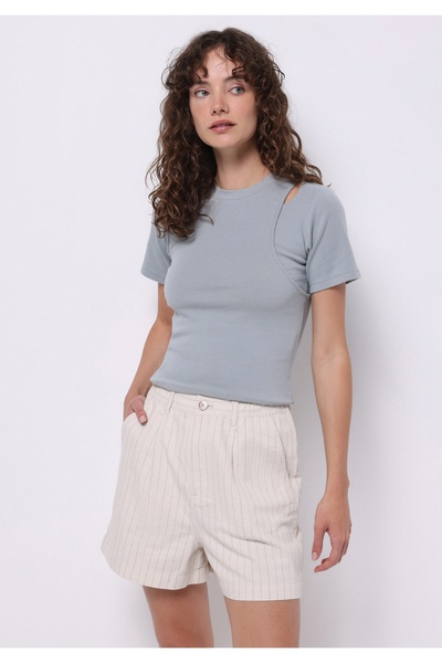 Colin's Slim Fit στρογγυλή λαιμόκοψη μονόχρωμη γυναικεία πράσινη κοντομάνικη ...