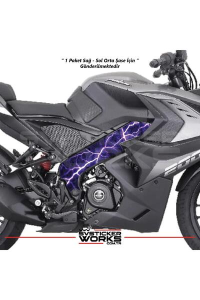 ARONA Bajaj Pulsar RS200 Orta Şase Kaplama Mor Şimşek Desen Sticker